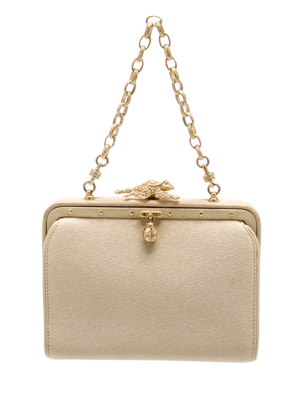 🤍 Kieselstein-Cord Vintage Ivory White Leather Frame Bag with Alligator Clasp - Picture 9 of 9